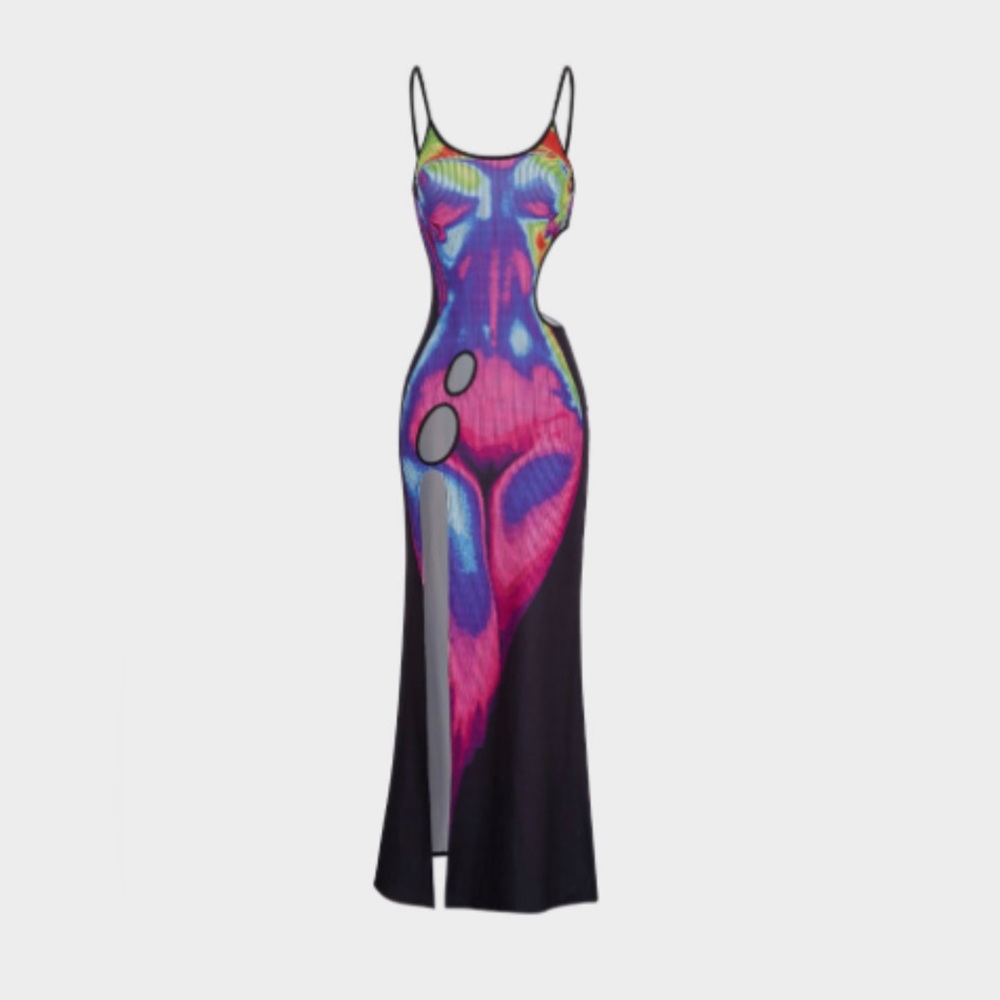 Thermal hollow slit dress cape Clinique